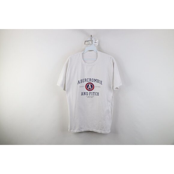 Vtg 90s Y2K Abercrombie & Fitch Mens M Distressed Spell Out Short Sleeve T-Shirt - Picture 1 of 14
